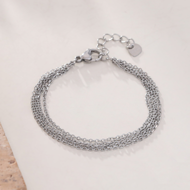 Grossiste Eclat Paris - Bracelet multi chaîne argentée simple