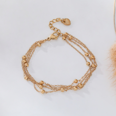 Grossiste Eclat Paris - Bracelet multi chaîne doré avec boules