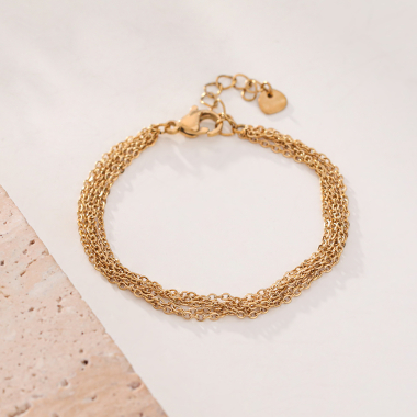 Grossiste Eclat Paris - Bracelet multi chaîne simple dorée