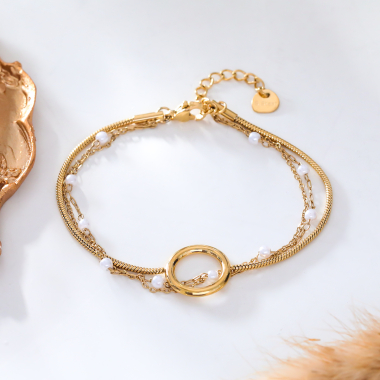 Wholesaler Eclat Paris - Triple chain bracelet with pearls