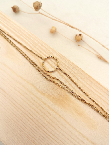 Grossiste Eclat Paris - Bracelet triple chaîne dorée avec cercle