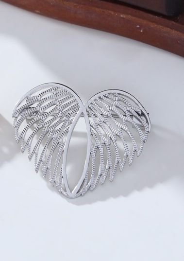 Wholesaler Eclat Paris - Silver brooch with stainless steel wings