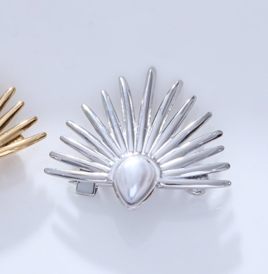 Wholesaler Eclat Paris - Silver multi spike brooch with stainless steel details