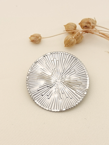 Wholesaler Eclat Paris - Silver stainless steel sun brooch