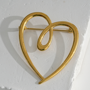 Wholesaler Eclat Paris - Golden heart brooch
