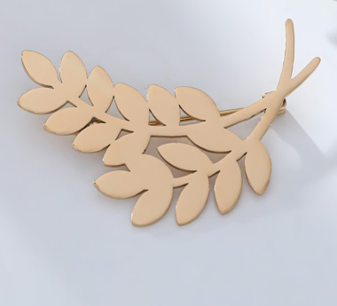 Wholesaler Eclat Paris - Golden double leaf brooch attached in stainless steel