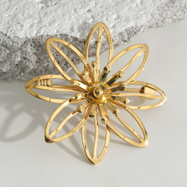Wholesaler Eclat Paris - Golden flower brooch