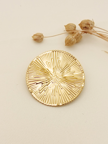 Wholesaler Eclat Paris - Golden sun brooch in stainless steel