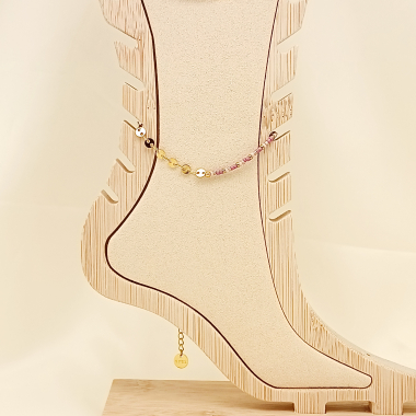Wholesaler Eclat Paris - Asymmetrical pink stone anklet