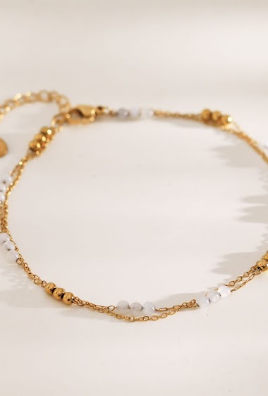 Wholesalers Eclat maybijou - Double chain anklet with white stone