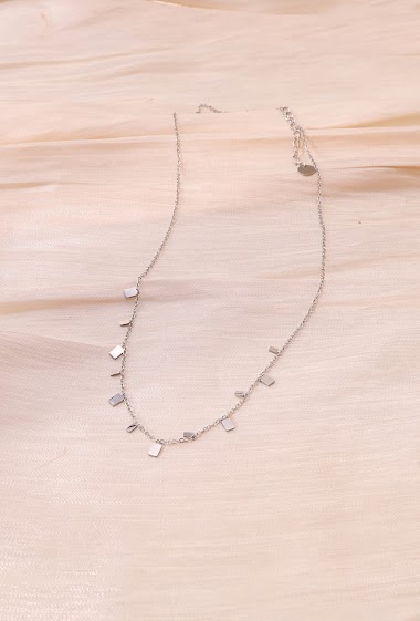 Wholesaler Eclat Paris - Silver necklace with small rectangle pendants