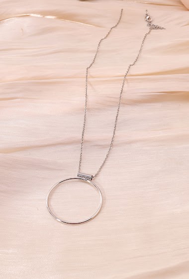 Großhändler Eclat Paris - Lange Halskette mit silbernem Kreis