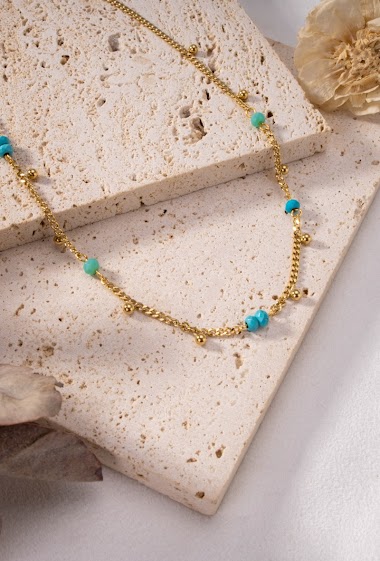 Wholesaler Eclat Paris - Necklace with blue pearls