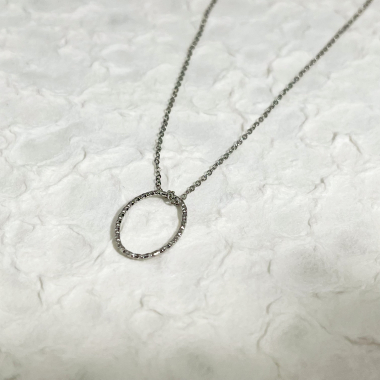 Wholesaler Eclat Paris - Silver chain necklace with oval pendant
