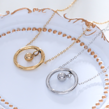 Wholesaler Eclat Paris - Silver circle bell chain necklace