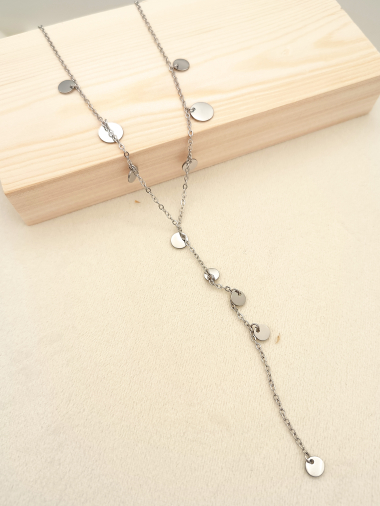 Wholesaler Eclat Paris - Silver Y chain necklace with tassels