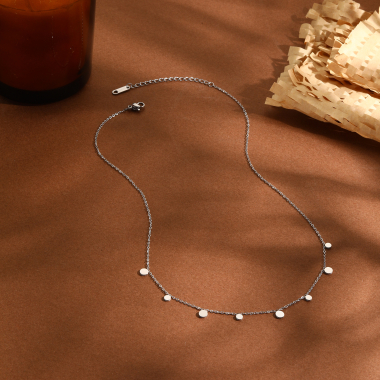 Wholesaler Eclat Paris - Silver chain necklace with mini round pendants