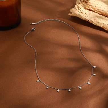Mayorista Eclat Paris - Collar de cadena de plata con colgantes mini serpiente