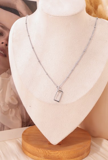 Wholesaler Eclat Paris - Rectangle pendant silver chain necklace