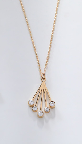 Wholesaler Eclat Paris - Gold chain necklace with 5 rhinestones