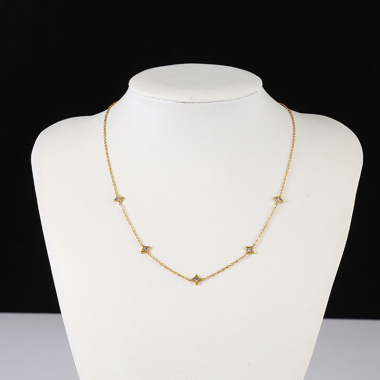 Wholesaler Eclat Paris - Golden Chain Necklace with 5 stars