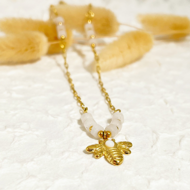 Wholesaler Eclat Paris - Golden chain necklace with bee