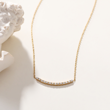 Wholesaler Eclat Paris - Gold chain necklace with rhinestone bar