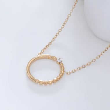 Wholesaler Eclat Paris - Gold chain necklace with circle and rhinestones