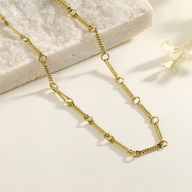 Wholesaler Eclat Paris - Gold chain necklace with circle