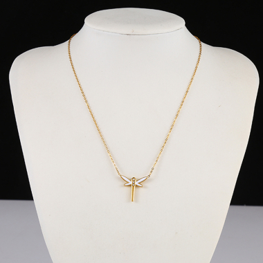 Wholesaler Eclat Paris - Golden chain necklace with dragonfly