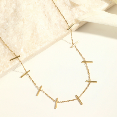 Wholesaler Eclat Paris - Gold chain necklace with multi bar