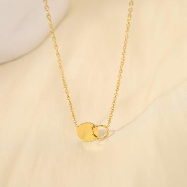 Wholesaler Eclat Paris - Gold chain necklace with gold dot and circle