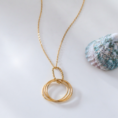 Wholesaler Eclat Paris - Gold chain necklace with multi round pendant
