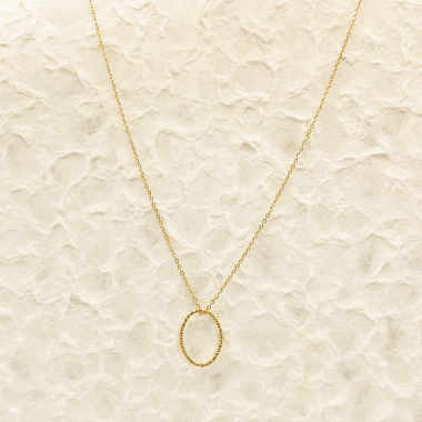 Wholesaler Eclat Paris - Gold chain necklace with oval pendant