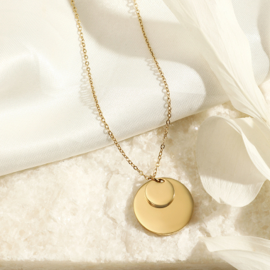 Wholesaler Eclat Paris - Gold chain necklace with round pendants to engrave