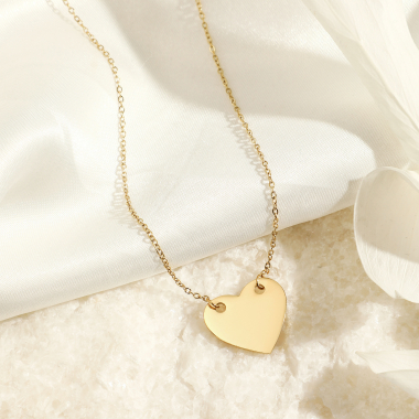 Wholesaler Eclat Paris - Gold chain necklace with heart plaque to engrave