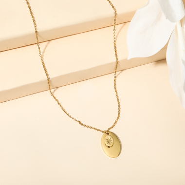 Wholesaler Eclat Paris - Gold chain necklace with oval plaque to engrave