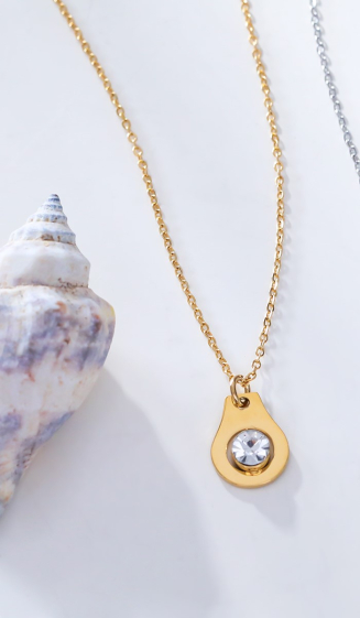 Wholesaler Eclat Paris - Gold chain necklace with round rhinestones