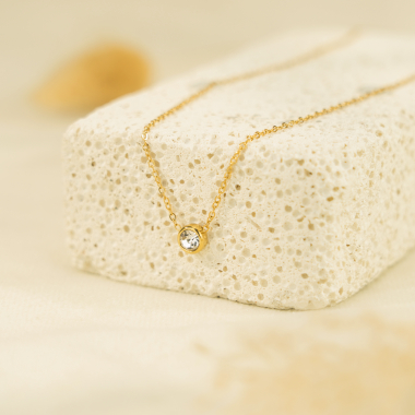 Wholesaler Eclat Paris - Gold chain necklace with rhinestones
