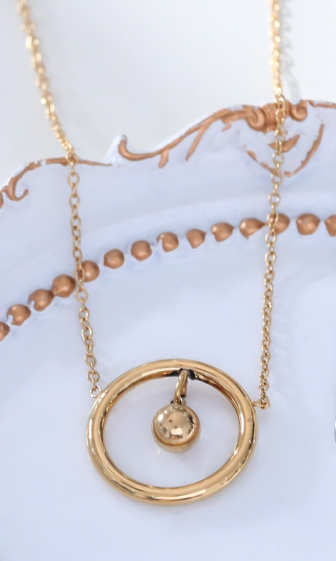 Mayorista Eclat Paris - Collar de cadena de oro con círculo de campana
