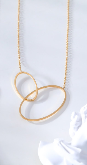 Wholesaler Eclat Paris - Double oval intertwined gold chain necklace