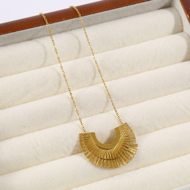 Wholesaler Eclat Paris - Gold U-shaped feather chain necklace