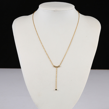 Wholesaler Eclat Paris - Gold Y chain necklace with zirconium oxide