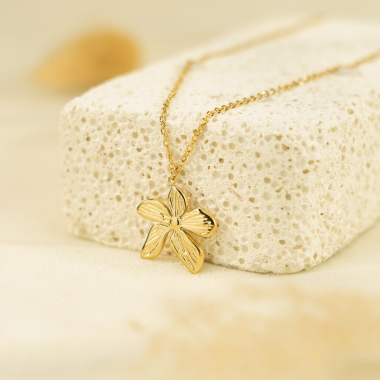 Wholesaler Eclat Paris - Simple golden chain necklace with 5 petals