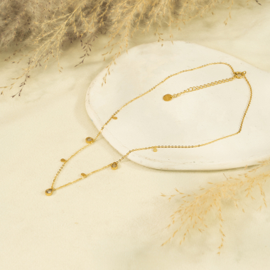 Wholesaler Eclat Paris - Drop-shaped rhinestone gold chain necklace