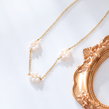 Wholesaler Eclat Paris - Gold triple circle pearl chain necklace