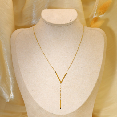 Wholesaler Eclat Paris - Golden V-Y chain necklace
