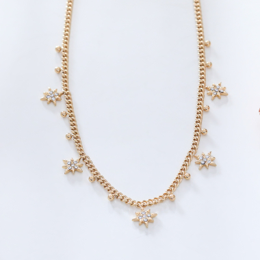Mayorista Eclat Paris - Collar de cadena gruesa de oro con colgantes de estrellas
