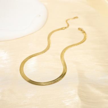 Grossiste Eclat Paris - Collier chaîne plate serpent doré