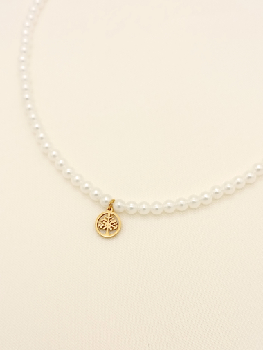 Grossiste Eclat Paris - Collier de perles synthétiques avec pendentif arbre de vie
